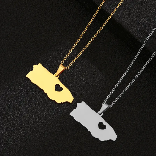 Personalized Puerto Rico Map Necklace