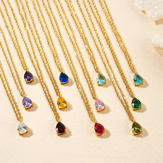Birthstone Teardrop Pendant Necklace